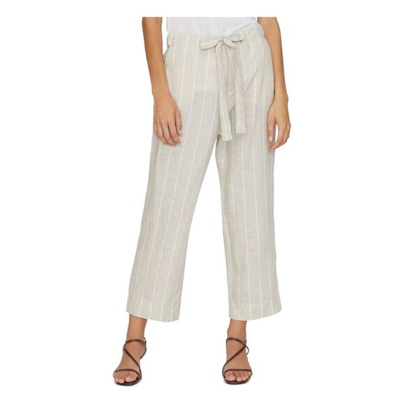SANCTUARY Pants - SANCTUARY Womens Beige Zippered Belted Striped Wide Leg Pants Size: 24